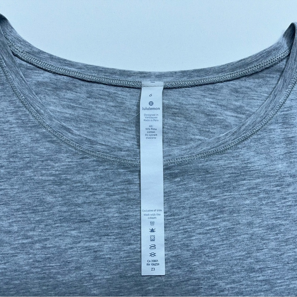 Lululemon Top Womens 6 To The Point Shirt Heathered Gray Asymmetrical Cotton - Picture 4 of 15